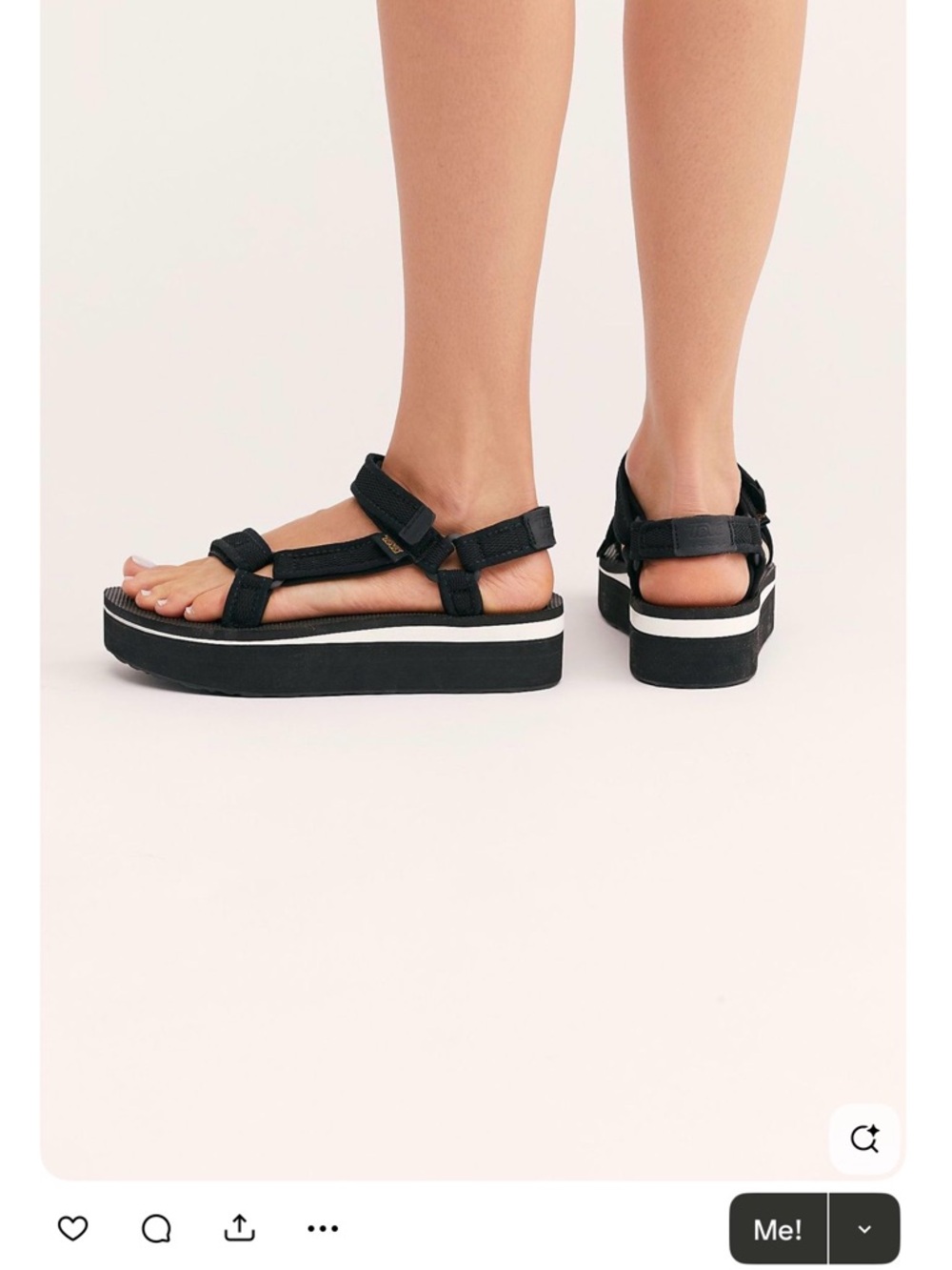 Teva Black Universal Platform Sandals with White Midsole Stripe Size 10
